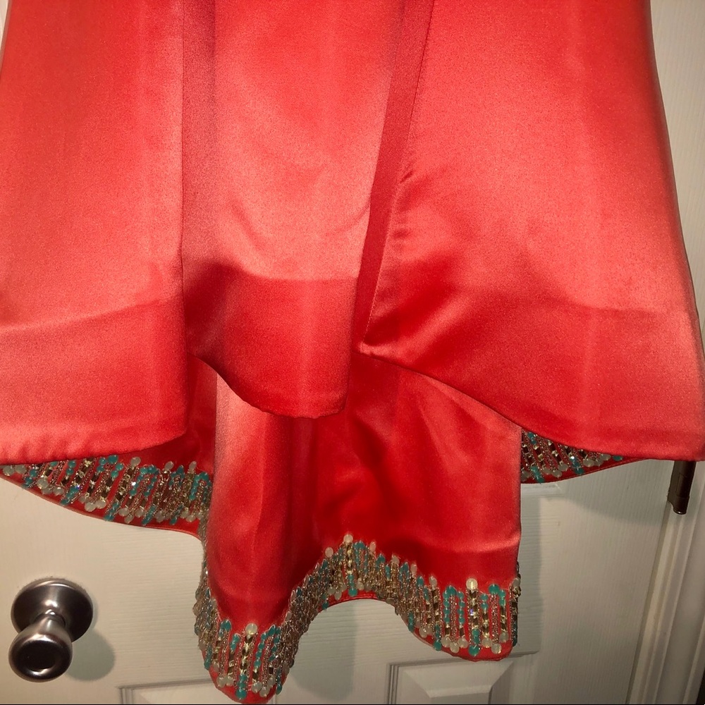 Rachel Allan orange/turquoise dress - Picture 5 of 7
